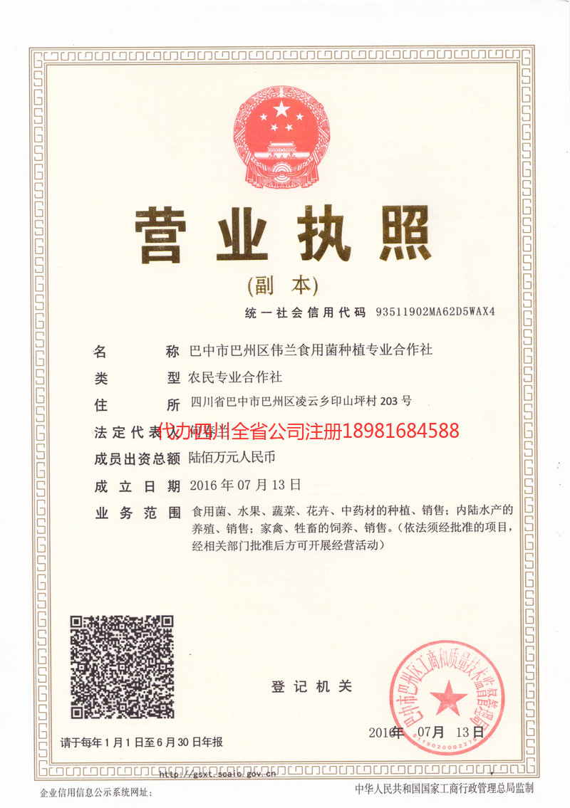 丰镇丰镇伟兰食用菌种植专业合作社